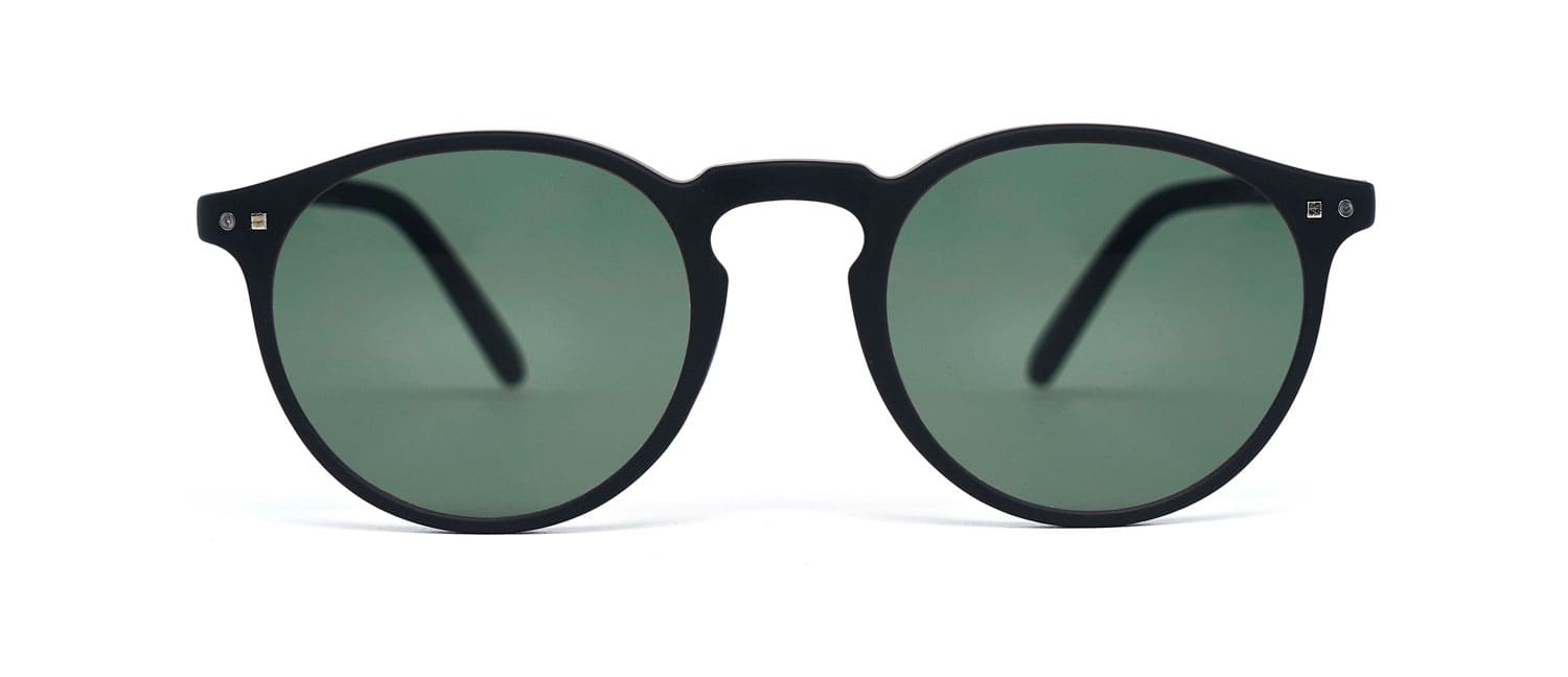 Black green lenses model 3 sun glasses front