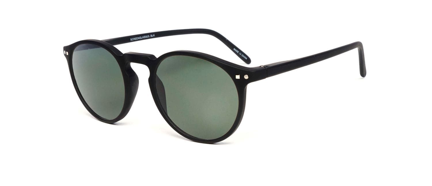 Black green lenses model 3 sun glasses side