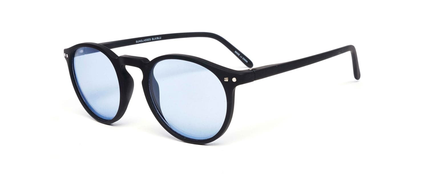 Black light blue lenses model 3 sun glasses side