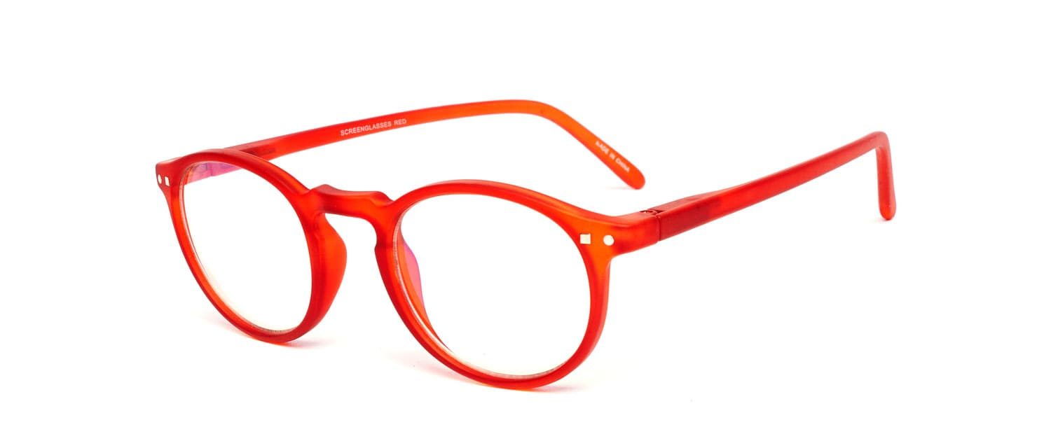 Red model 4 reading glasses side