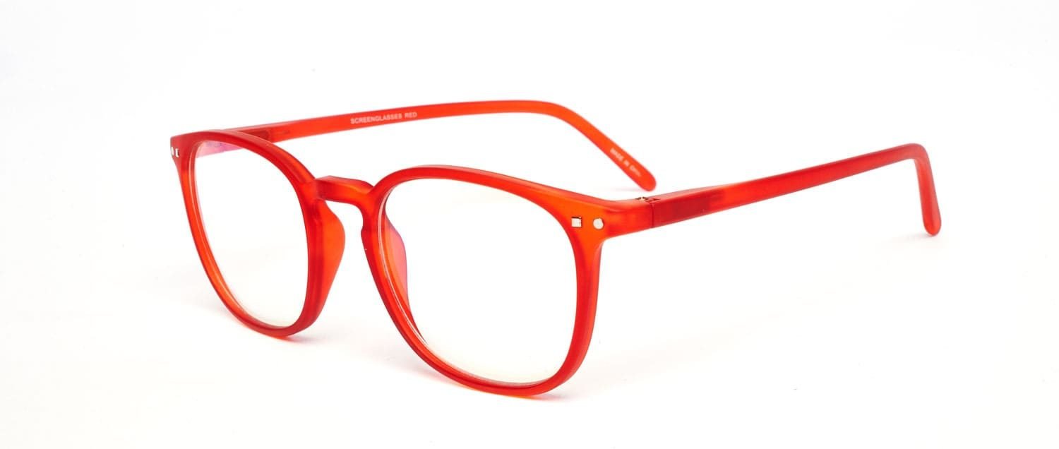 Red model 5 screen glasses side
