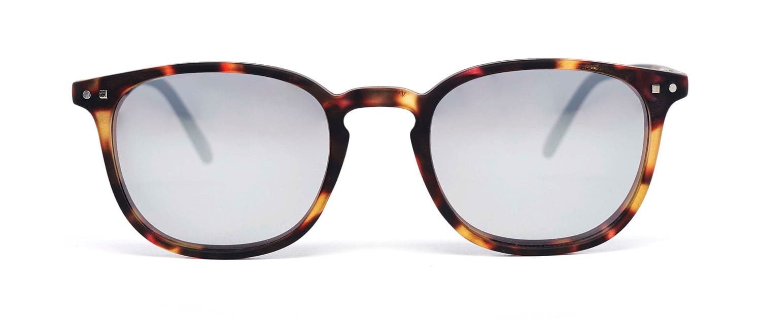 Tortoise silver mirrored lenses model 5 sun glasses front