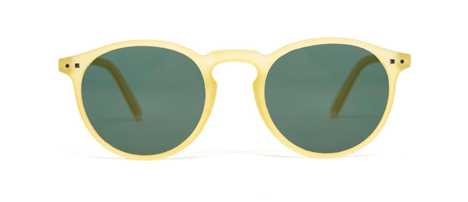 Yellow green lenses model 3 sun glasses front