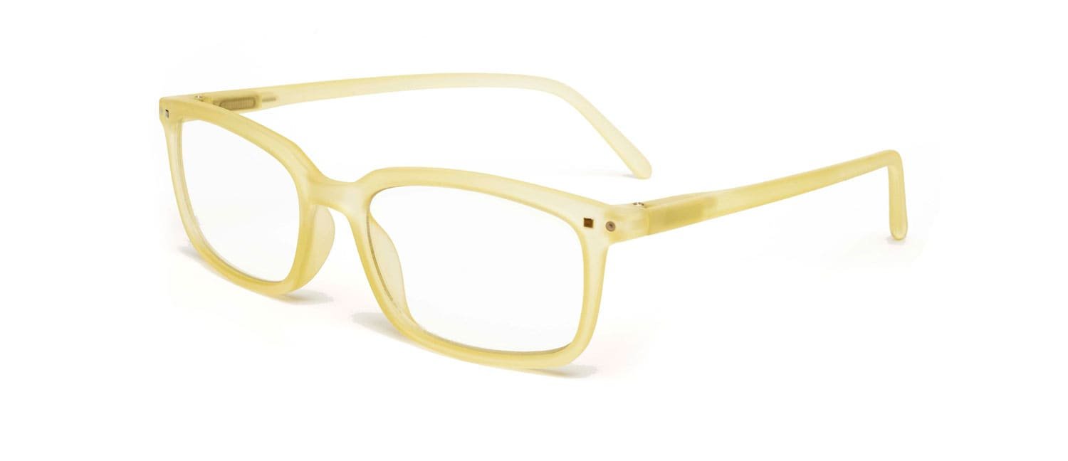 Yellow model 1 reading glasses side