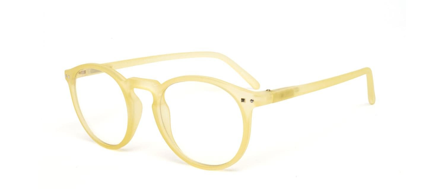 Yellow model 3 reading glasses side