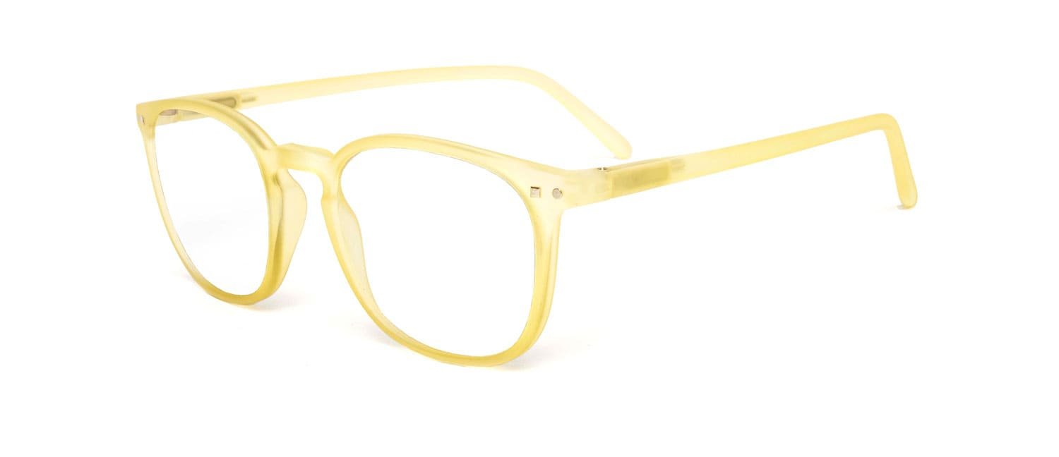 Yellow model 5 reading glasses side